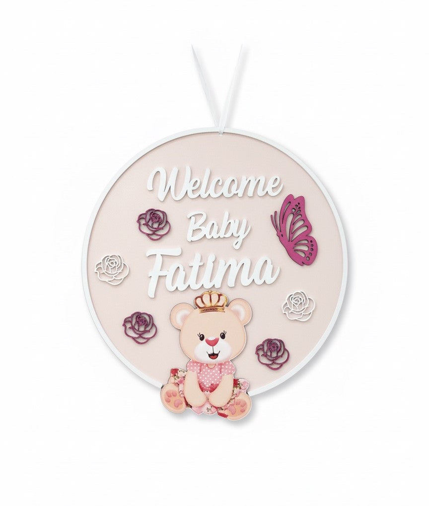 🎀 Newborn Welcome Door Hanger – Personalized Edition