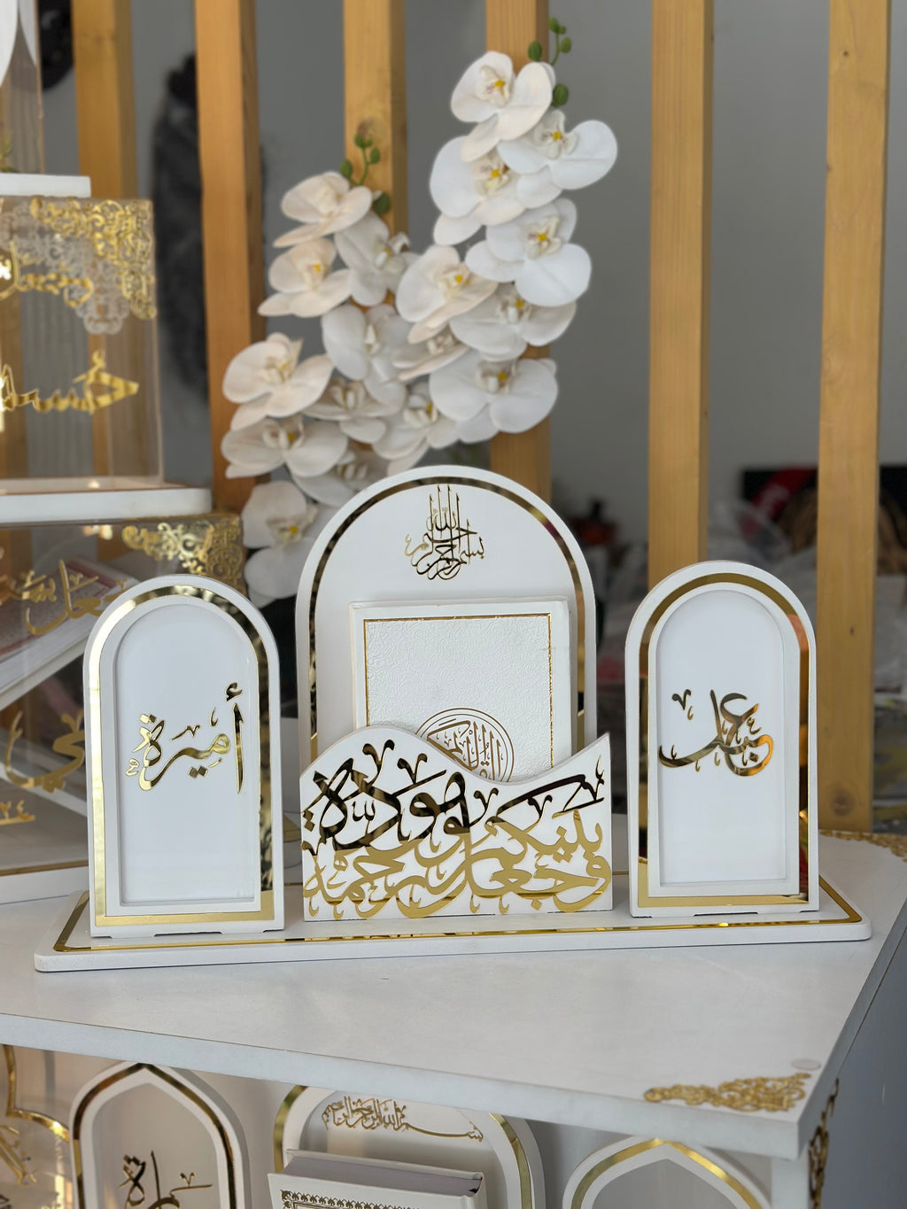 Quran Stand – Al-Qantara Model (White & Gold)