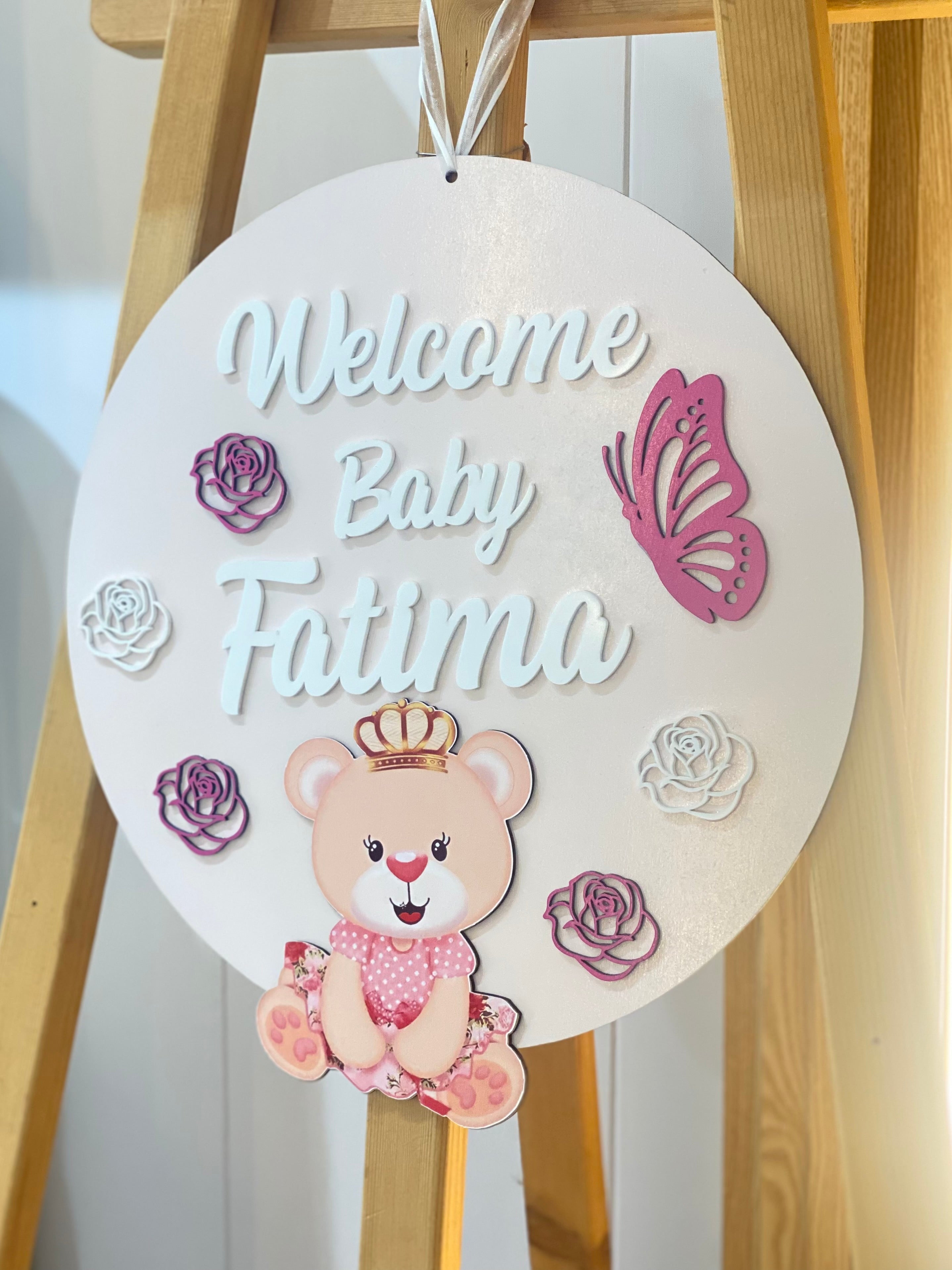 🎀 Newborn Welcome Door Hanger – Personalized Edition